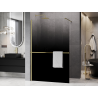 Mexen Kioto+ shower wall with Walk-in shelf 110 x 200 cm, ombre black 8 mm, brushed gold - 800-110-121-55-76