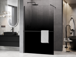 Mexen Kioto+ Walk-in Shower Wall with Shelf 90 x 200 cm, Black Ombre 8 mm, Black - 800-090-121-70-76