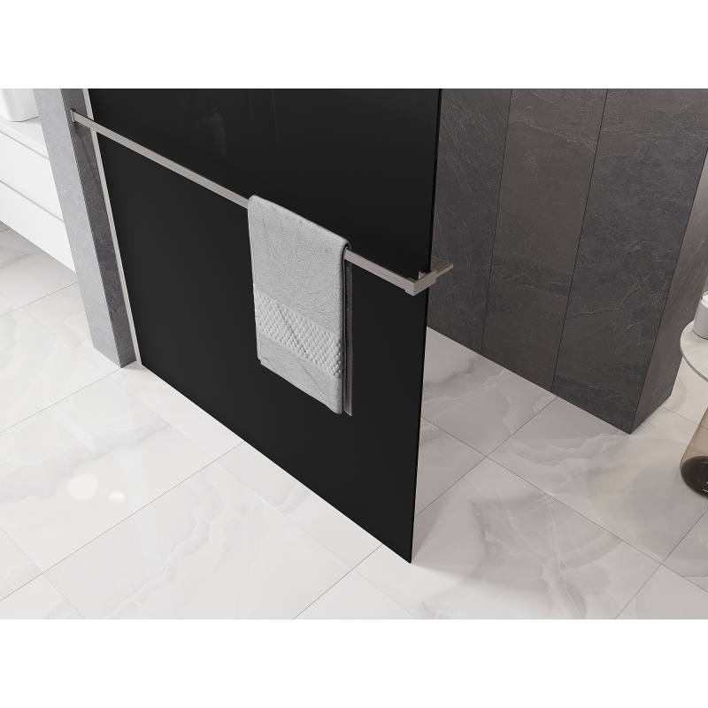 Mexen Kioto+ shower screen with shelf Walk-in 80 x 200 cm, ombre black 8 mm, brushed nickel - 800-080-121-97-76