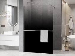 Mexen Kioto+ shower screen with shelf Walk-in 80 x 200 cm, ombre black 8 mm, brushed nickel - 800-080-121-97-76