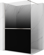 Mexen Kioto+ shower screen with shelf Walk-in 80 x 200 cm, ombre black 8 mm, brushed nickel - 800-080-121-97-76
