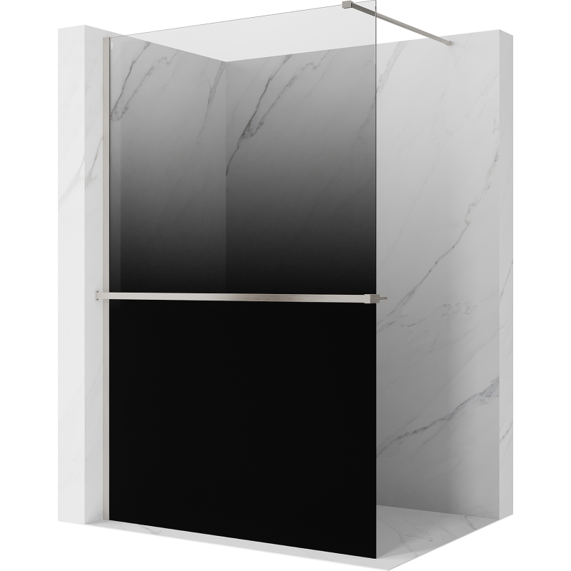 Mexen Kioto+ shower wall with shelf Walk-in 100 x 200 cm, black ombre 8 mm, brushed nickel - 800-100-121-97-76