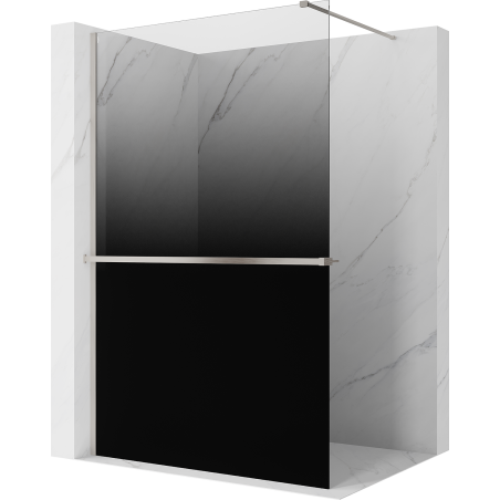 Mexen Kioto+ shower wall with shelf Walk-in 100 x 200 cm, black ombre 8 mm, brushed nickel - 800-100-121-97-76
