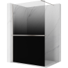 Mexen Kioto+ shower wall with shelf Walk-in 150 x 200 cm, ombre black 8 mm, brushed nickel - 800-150-121-97-76