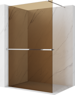 Mexen Kioto+ shower screen with shelf Walk-in 130 x 200 cm, bronze 8 mm, chrome - 800-130-121-01-32