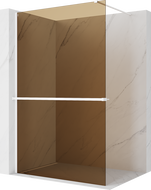 Mexen Kioto+ shower wall with shelf Walk-in 100 x 200 cm, bronze 8 mm, white - 800-100-121-20-32