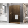 Mexen Kioto+ Shower wall with shelf Walk-in 110 x 200 cm, bronze 8 mm, white - 800-110-121-20-32