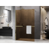 Mexen Kioto+ shower wall with shelf Walk-in 100 x 200 cm, brown 8 mm, gold - 800-100-121-50-32