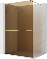 Mexen Kioto+ shower panel with shelf Walk-in 120 x 200 cm, bronze 8 mm, gold - 800-120-121-50-32