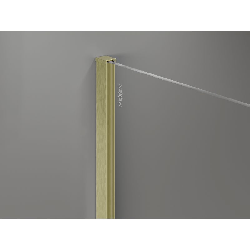 Mexen Kioto+ shower wall with shelf Walk-in 90 x 200 cm, bronze 8 mm, gold brushed - 800-090-121-55-32