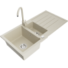 Mexen Andres granite sink 1.5-bowl with drainer and Telma kitchen tap, beige - 6515-69-670200-69