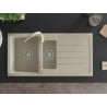 Mexen Andres granite sink 1.5-bowl with drainer and Telma kitchen tap, beige - 6515-69-670200-69