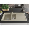 Mexen Andres granite sink 1.5-bowl with drainer and Telma kitchen faucet, beige - 6515-69-670200-69