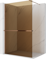 Mexen Kioto+ shower wall with shelf Walk-in 110 x 200 cm, bronze 8 mm, rose gold - 800-110-121-60-32