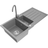 Mexen Andres granite sink 1.5-bowl with drainer and Telma kitchen tap, grey - 6515-71-670200-71