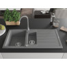 Mexen Andres granite sink with 1.5 bowls with drainer and Telma kitchen faucet, gray - 6515-71-670200-71