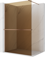 Mexen Kioto+ shower wall with shelf Walk-in 80 x 200 cm, bronze 8 mm, brushed copper - 800-080-121-65-32