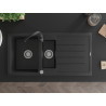 Mexen Andres granite sink 1.5-bowl with drainer and Telma kitchen faucet, black/silver - 6515-73-670200-70