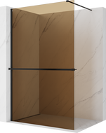 Mexen Kioto+ Shower wall with shelf Walk-in 130 x 200 cm, bronze 8 mm, black - 800-130-121-70-32