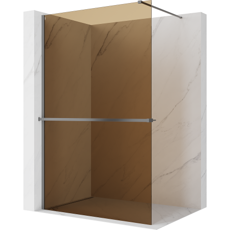 Mexen Kioto+ shower wall with shelf Walk-in 90 x 200 cm, bronze 8 mm, gun metal - 800-090-121-95-32