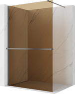 Mexen Kioto+ shower wall with shelf Walk-in 110 x 200 cm, bronze 8 mm, gun metal - 800-110-121-95-32