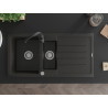 Mexen Andres granite kitchen sink 1.5-bowl with drainer and Telma kitchen faucet, black/gold - 6515-75-670200-70