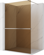 Mexen Kioto+ shower wall with shelf Walk-in 110 x 200 cm, bronze 8 mm, brushed nickel - 800-110-121-97-32