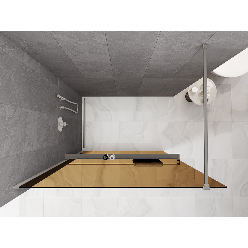 Mexen Kioto+ shower wall with shelf Walk-in 120 x 200 cm, bronze 8 mm, brushed nickel - 800-120-121-97-32