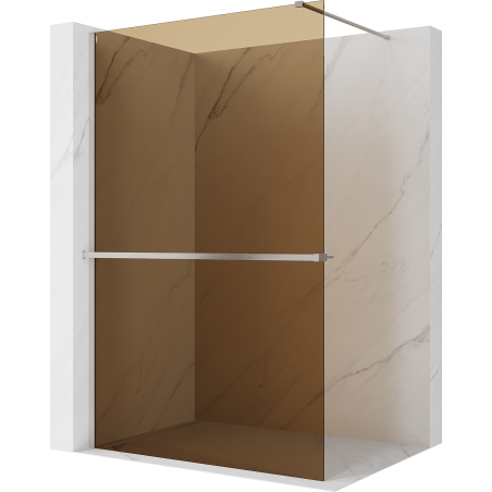 Mexen Kioto+ shower wall with shelf Walk-in 120 x 200 cm, bronze 8 mm, brushed nickel - 800-120-121-97-32