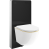 Mexen Lena Tex Air G Pneumatic Frame Wall-Mounted WC Set with WC Bowl and Soft-Close Seat, White/Gold - 615030224005A-70