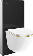 Mexen Lena Tex Air G Pneumatic Frame Wall-Mounted WC Set with WC Bowl and Soft-Close Seat, White/Gold - 615030224005A-70