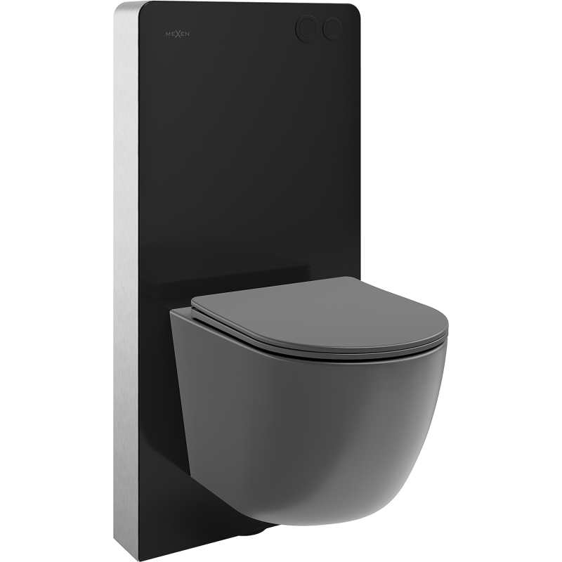 Mexen Lena WC Surface-Mounted Set with Pneumatic Frame Tex Air G with WC Bowl and Soft-Close Seat, Dark Gray Matte
