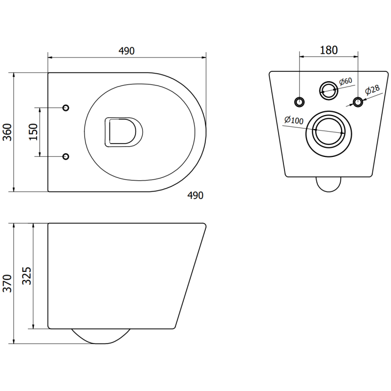 Mexen Rico WC Surface-Mounted Set Tex Air G Pneumatic Frame with Tornado Toilet Bowl and Soft-Close White Seat