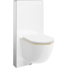 Mexen Lena WC surface-mounted set with Tex Air G pneumatic frame with toilet bowl and soft-close seat, white/gold