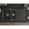 Mexen Andres granite sink 1.5-bowl with drainer and Telma kitchen faucet, black speckled - 6515-76-670200-76