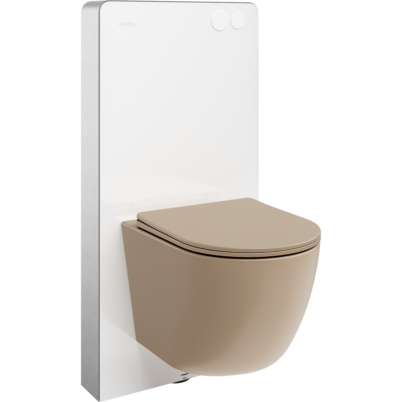Mexen Lena WC Surface Mount Set Pneumatic Frame Tex Air G with Toilet Bowl and Soft-Close Seat, Matt Cappuccino