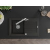 Mexen Pablo 1-bowl granite kitchen sink with drainer and Duero kitchen faucet, black/gold metallic - 6510-75-671600-00