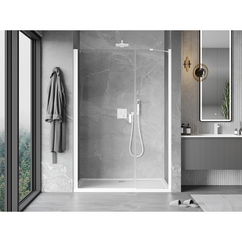 Mexen Mist-B swing shower door 100 cm, transparent, white - 8A2-100-001-20-00