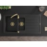 Mexen Andres granite sink 1.5-bowl with drainer and Telma kitchen tap, black - 6515-77-670200-50