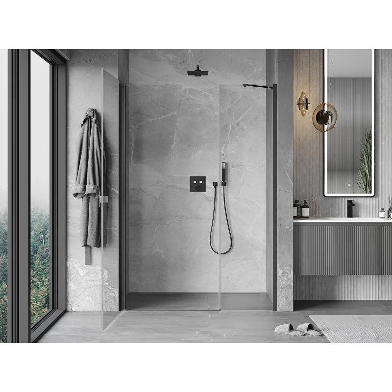 Mexen Mist-B swing shower doors 120 cm, transparent, brushed gun gray - 8A2-120-001-66-00