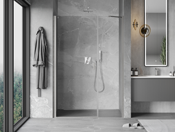 Mexen Mist-B swing shower door 115 cm, transparent, brushed nickel - 8A2-115-001-97-00