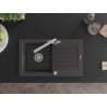 Mexen Pablo granite sink 1-bowl with drainer and kitchen faucet Duero, black speckled - 6510-76-671600-00