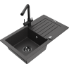 Mexen Pablo granite sink 1-bowl with drainer and Duero kitchen tap, black speckled - 6510-76-671600-70-B