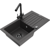 Mexen Pablo single-bowl granite sink with drainer and kitchen faucet Duero, speckled black - 6510-76-671600-70-B