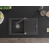 Mexen Pablo 1-bowl granite sink with drainer and Duero kitchen faucet, speckled black - 6510-76-671600-76