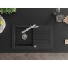 Mexen Pablo granite sink 1-bowl with drainer and Duero kitchen faucet, black - 6510-77-671600-00