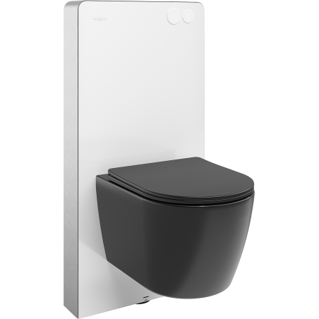 Mexen Carmen Surface Mounted WC Set with Tex Air G Pneumatic Frame, WC Bowl, and Soft-Close Seat, Black Matte - 615030881085A-20