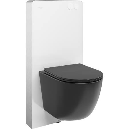 Mexen Lena WC Surface-Mount Kit Pneumatic Frame Tex Air G with WC Bowl and Soft-Close Seat, Matte Black - 615030221085A-20