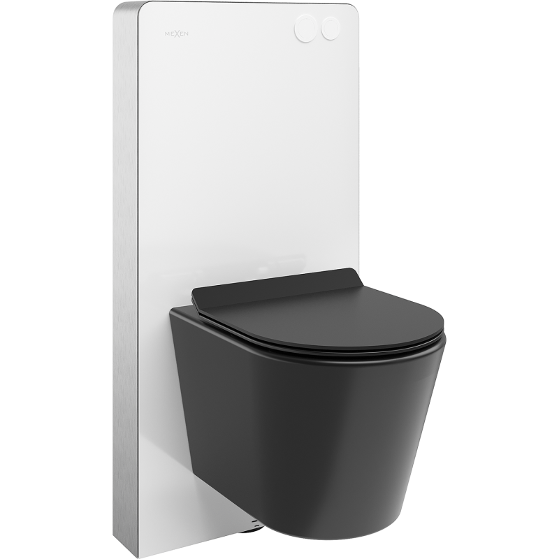 Mexen Rico WC Surface Mount Set with Tex Air G Pneumatic Frame, Tornado WC Bowl and Soft-Close Seat, Matte Black
