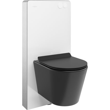 Mexen Rico WC Surface Mount Set with Tex Air G Pneumatic Frame, Tornado WC Bowl and Soft-Close Seat, Matte Black